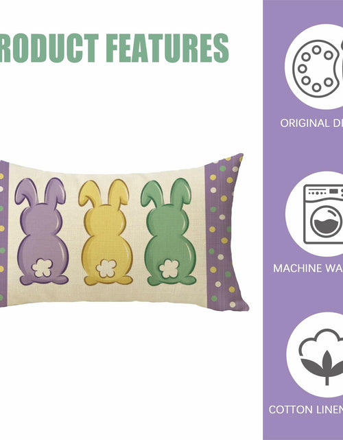 Load image into Gallery viewer, Fahrendom Easter Peeps Bunny Lumbar Pillow Case12x20 Purple Rabbit Cotton Linen
