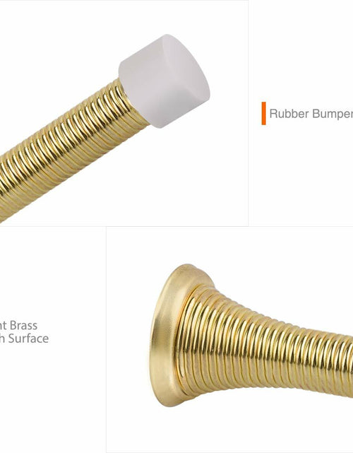 Load image into Gallery viewer, KOVOSCH 10 Pack Spring Door Stopper 3-1/4" Bright Brass Flexible Rubber Tips
