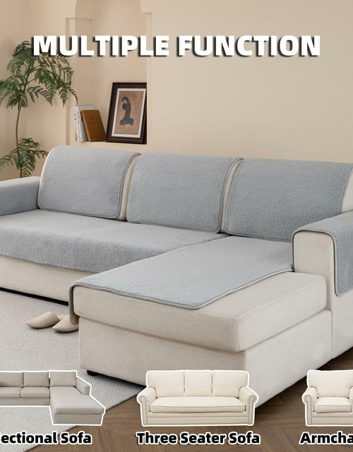Load image into Gallery viewer, MELLYKORAN Sherpa Fleece Sectional Sofa Cover Non Slip Gray 28x70
