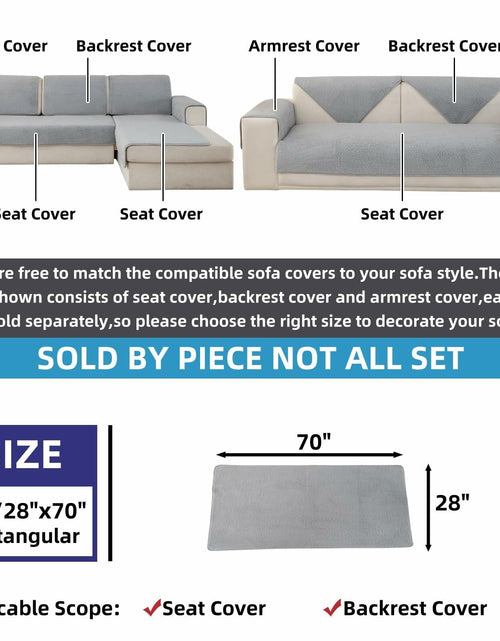 Load image into Gallery viewer, MELLYKORAN Sherpa Fleece Sectional Sofa Cover Non Slip Gray 28x70
