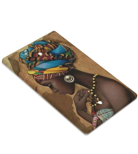 F9er-t8t Afro African American Woman Pattern One Gang Toggle Light Cover White