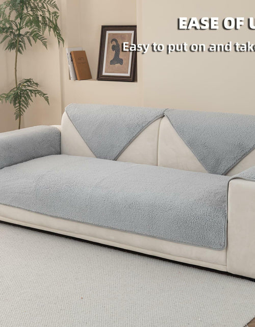 Load image into Gallery viewer, MELLYKORAN Sherpa Fleece Sectional Sofa Cover Non Slip Gray 28x70

