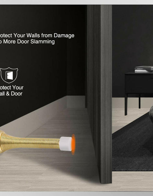 Load image into Gallery viewer, KOVOSCH 10 Pack Spring Door Stopper 3-1/4" Bright Brass Flexible Rubber Tips
