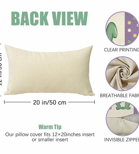 Fahrendom Easter Peeps Bunny Lumbar Pillow Case12x20 Purple Rabbit Cotton Linen