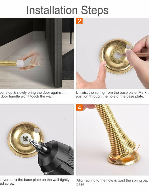 Load image into Gallery viewer, KOVOSCH 10 Pack Spring Door Stopper 3-1/4" Bright Brass Flexible Rubber Tips
