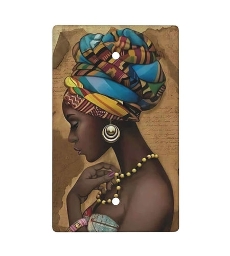 F9er-t8t Afro African American Woman Pattern One Gang Toggle Light Cover White