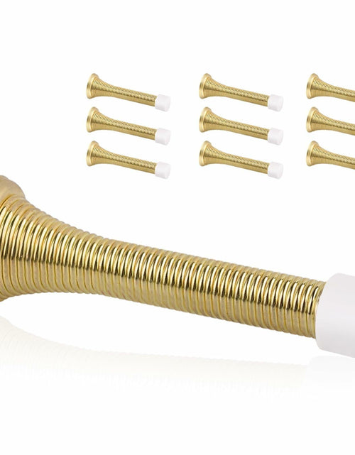 Load image into Gallery viewer, KOVOSCH 10 Pack Spring Door Stopper 3-1/4" Bright Brass Flexible Rubber Tips
