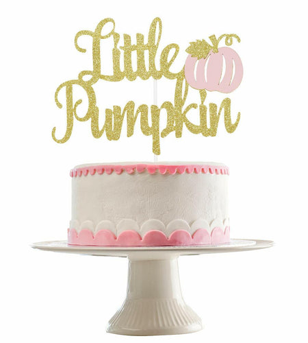 LeeSky Little Pumpkin Gold Pink Paper Cake Topper Baby Shower 1st Birthday