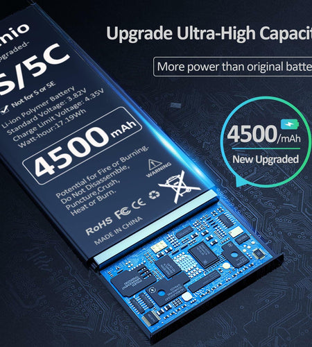 Venenio iPhone 5S/5C Battery 4500mAh Ultra-High Capacity Replacement Kit