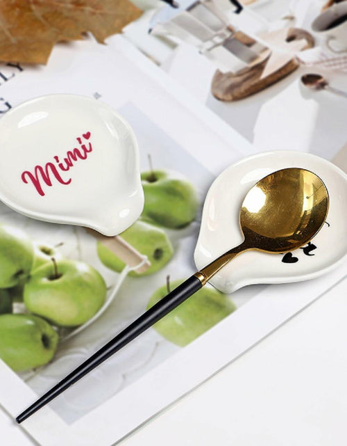 Load image into Gallery viewer, LXX1 Ceramic Spoon Rest Coffee Holder Mini Porcelain Nana Pattern White

