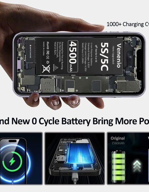 Load image into Gallery viewer, Venenio iPhone 5S/5C Battery 4500mAh Ultra-High Capacity Replacement Kit
