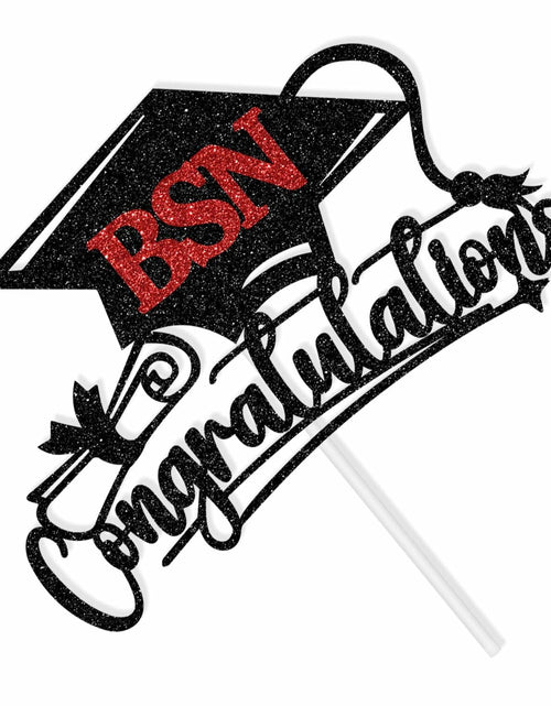 Load image into Gallery viewer, RLXPT Congratulations BSN Cake Topper Black Red Paper Nurse Grad 2025
