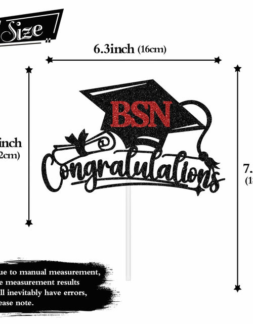 Load image into Gallery viewer, RLXPT Congratulations BSN Cake Topper Black Red Paper Nurse Grad 2025
