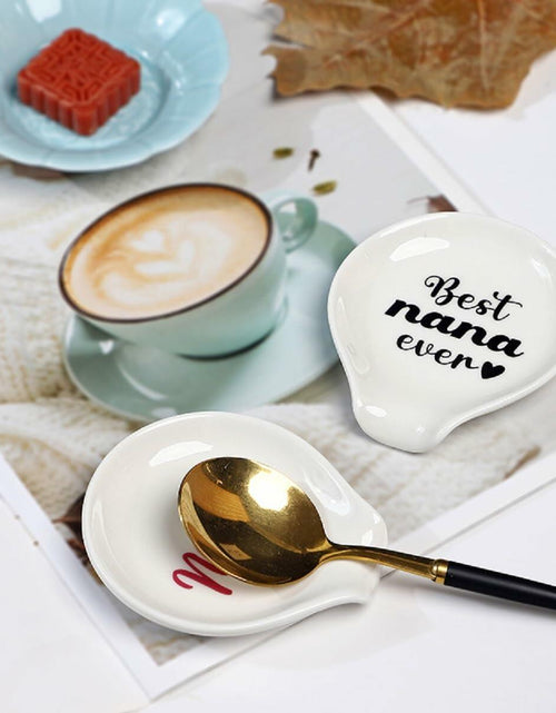 Load image into Gallery viewer, LXX1 Ceramic Spoon Rest Coffee Holder Mini Porcelain Nana Pattern White
