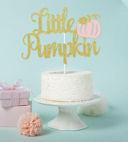 LeeSky Little Pumpkin Gold Pink Paper Cake Topper Baby Shower 1st Birthday