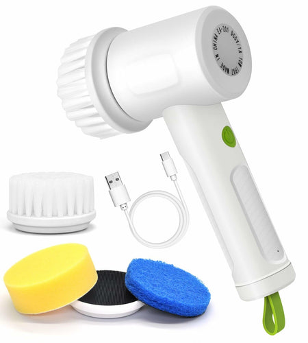 AKAHORI Electric Spin Scrubber Cordless 330RPM Waterproof 3 Brushes Type-C