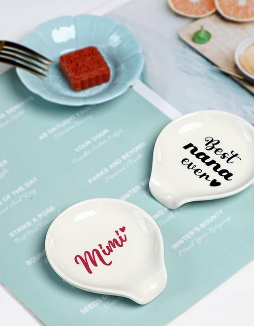 Load image into Gallery viewer, LXX1 Ceramic Spoon Rest Coffee Holder Mini Porcelain Nana Pattern White
