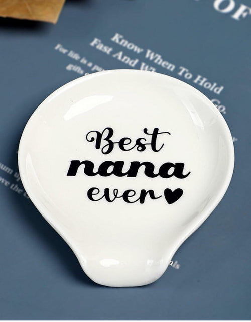 Load image into Gallery viewer, LXX1 Ceramic Spoon Rest Coffee Holder Mini Porcelain Nana Pattern White

