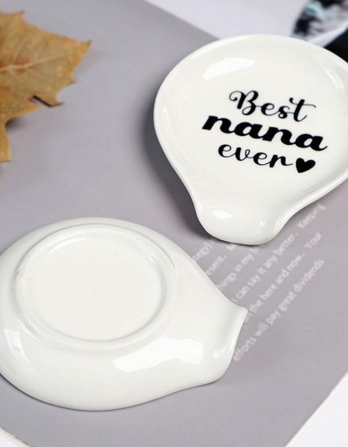 Load image into Gallery viewer, LXX1 Ceramic Spoon Rest Coffee Holder Mini Porcelain Nana Pattern White
