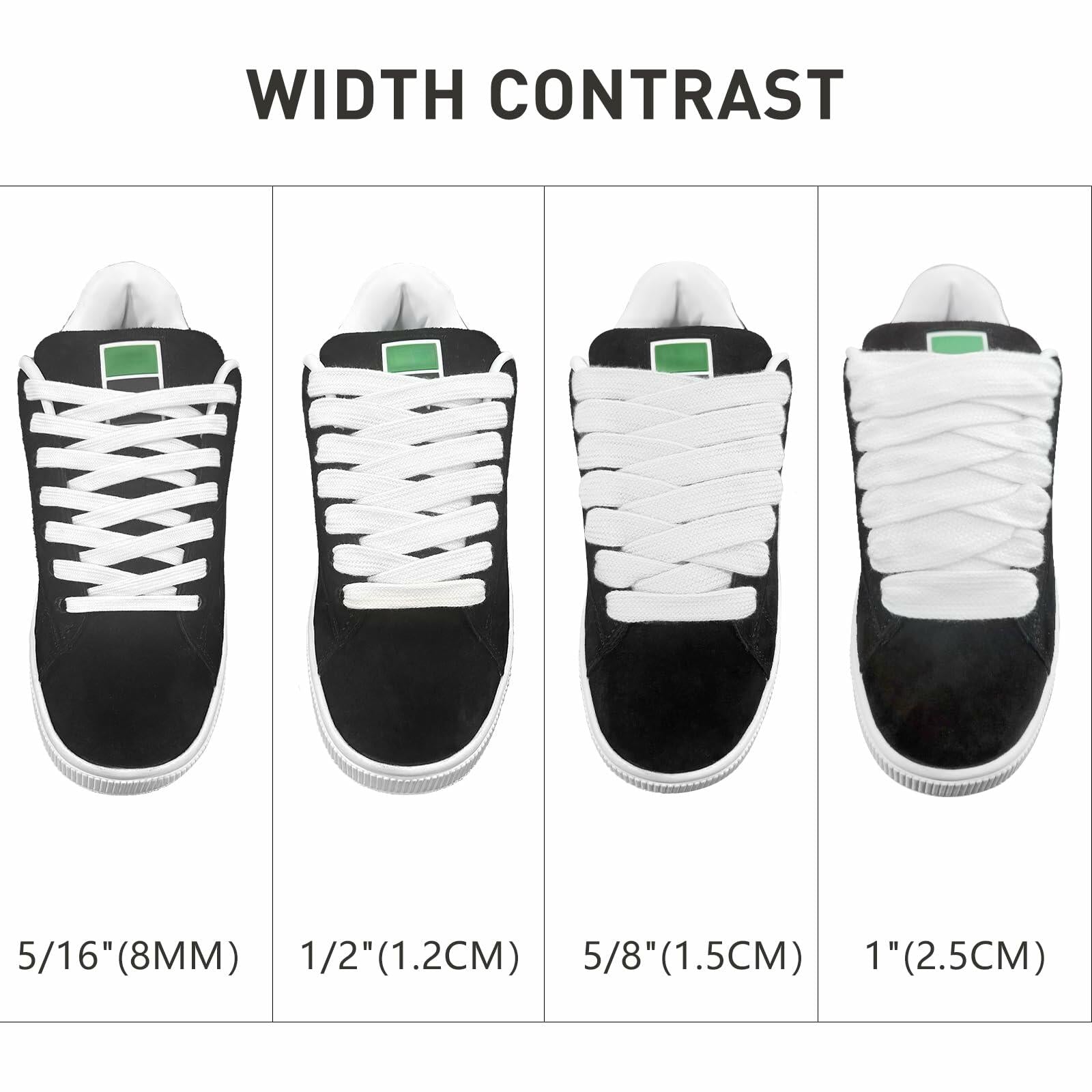 UamGlsob 8mm Double Layer Cotton Shoelaces for Puma Sneakers White 47" (120 cm)