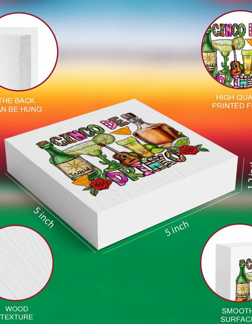 Load image into Gallery viewer, MIOOKISS Cinco De Mayo Rustic Mexican Wooden Box Sign 5x5 inch Cinco De Drinko
