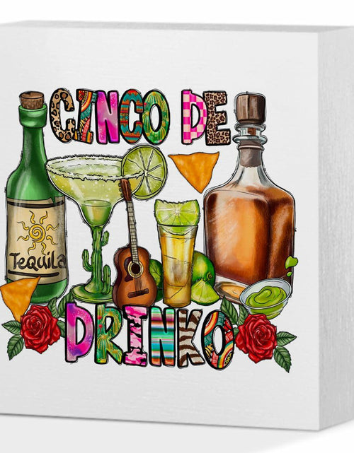 Load image into Gallery viewer, MIOOKISS Cinco De Mayo Rustic Mexican Wooden Box Sign 5x5 inch Cinco De Drinko
