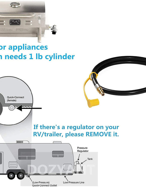 Load image into Gallery viewer, DOZYANT 12ft 1/4" Quick Connect RV Propane Hose Converter for 1 LB Bottle
