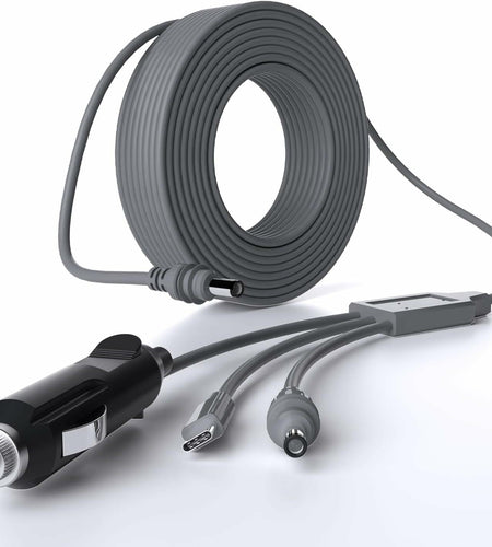 NURUBRM Starlink Mini 3-in-1 DC Power Cable 3M 10FT Waterproof Grey 12V