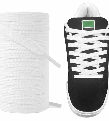 UamGlsob 8mm Double Layer Cotton Shoelaces for Puma Sneakers White 47" (120 cm)