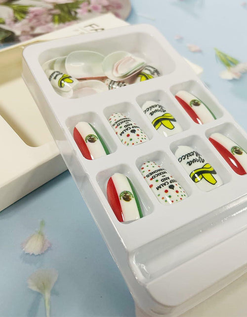 Load image into Gallery viewer, Mexican Press on Nails 24pcs Oval False Nails with Glue Flag Hat Design
