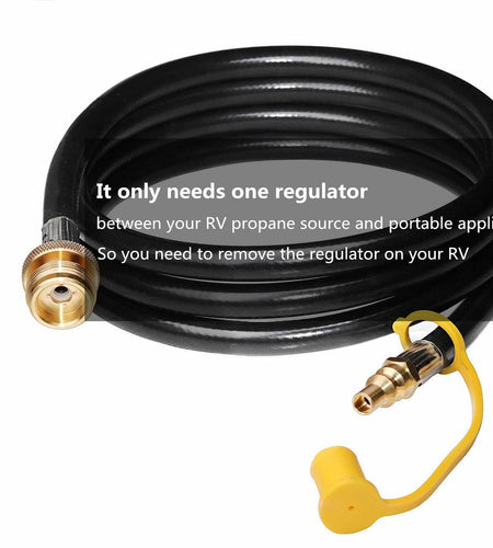 DOZYANT 12ft 1/4" Quick Connect RV Propane Hose Converter for 1 LB Bottle