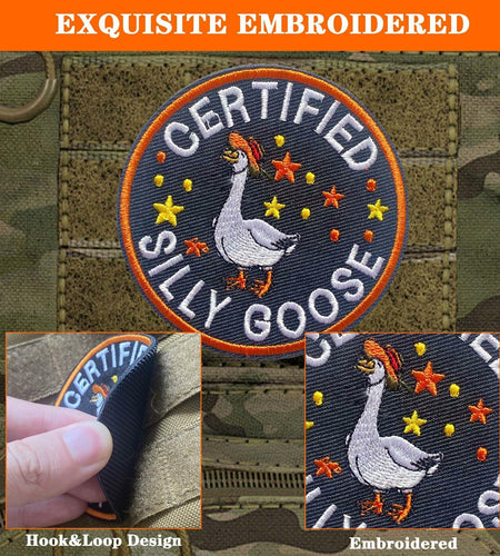 AMZAOMNN Funny Goose Hook and Loop Patch, 2 Pcs Embroidered Animal Meme