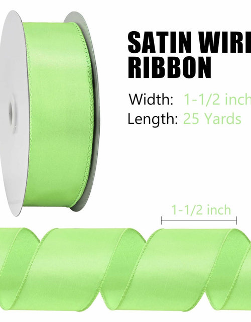 Load image into Gallery viewer, BVIEAKD Sage Green Wired Satin Ribbon 1.5in x 25yd for Crafts Decor
