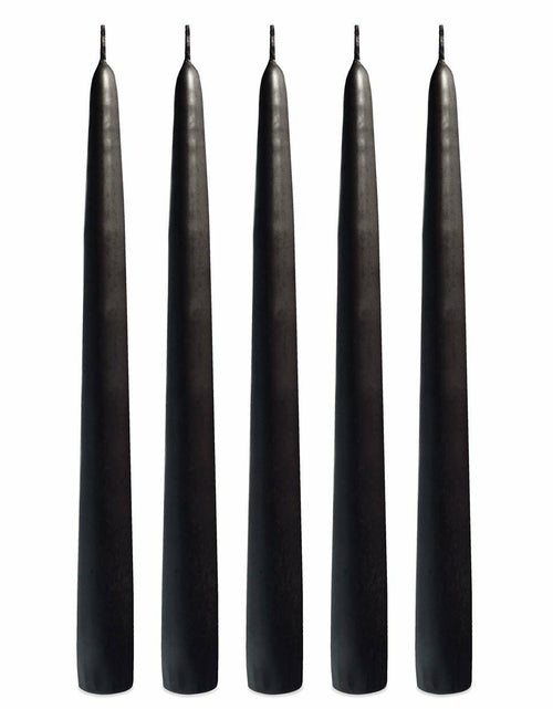 Load image into Gallery viewer, Candle Charisma Black 10 Inch Taper Candles 12 Pack Dripless Smokeless
