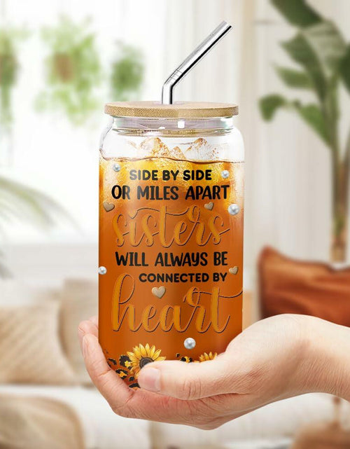 Load image into Gallery viewer, 9BUTERFLY Sunflower Leopard Coffee Glass Mug 16oz Bamboo Lid Straw
