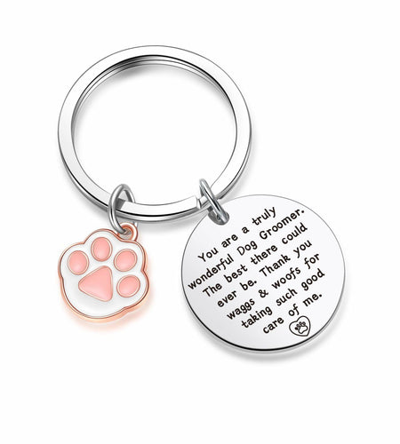 ZNOSVEI Dog Groomer Keychain Thank You Gift Stainless Steel Standard