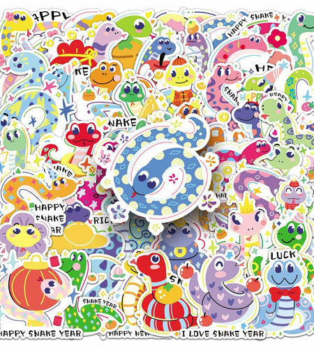 YINFENGKANHAI 50 Pcs Kawaii Snake Stickers Waterproof Vinyl Cartoon Decals