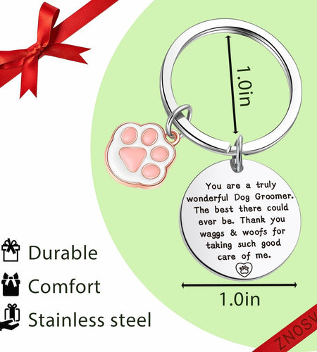 ZNOSVEI Dog Groomer Keychain Thank You Gift Stainless Steel Standard