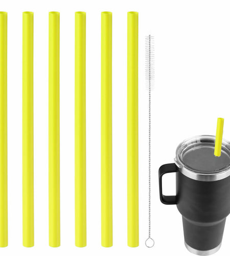 PEUTIER 6pcs Reusable Replacement Straws for Yeti Rambler 25/26/35oz Yellow