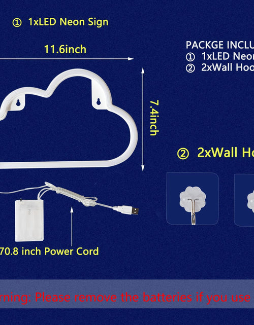 Load image into Gallery viewer, [Like New] BerniceKelly Cloud Neon Signs LED Wall Decor Battery USB Powered White
