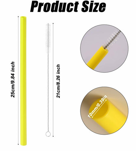 PEUTIER 6pcs Reusable Replacement Straws for Yeti Rambler 25/26/35oz Yellow