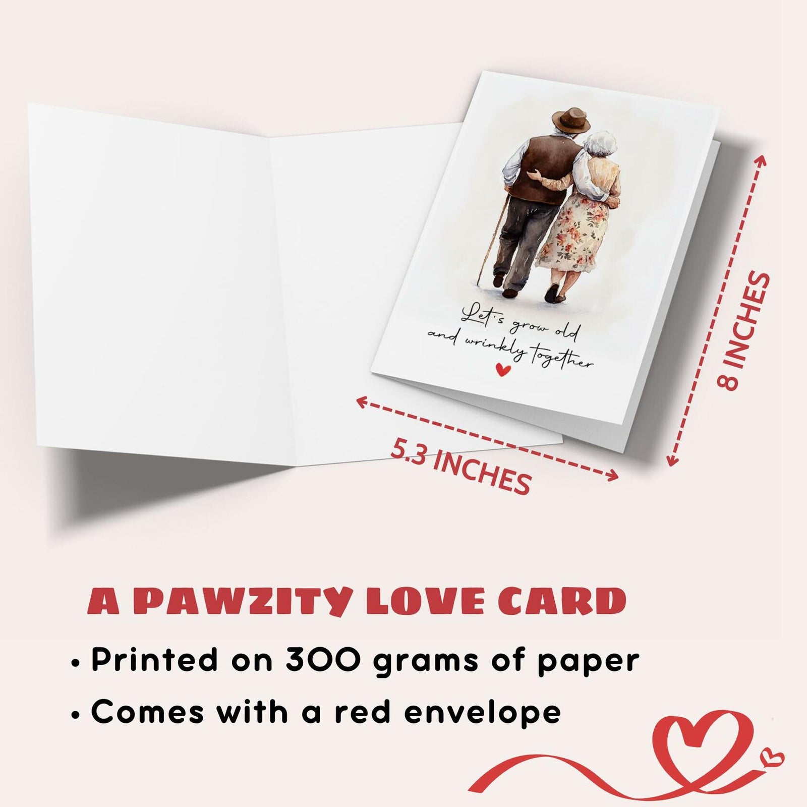 Pawzity Anniversary Birthday Card for Couple 5.3x8in with Envelope Color04