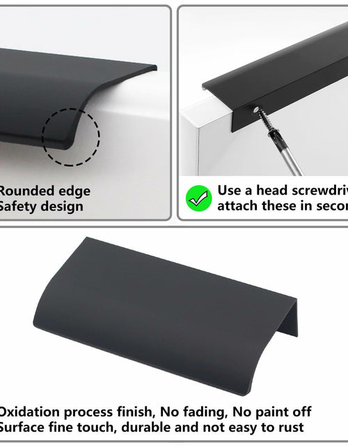 Load image into Gallery viewer, HANIHUA 10 Pcs Black Finger Pulls Drawer Handles 3.15in Aluminum
