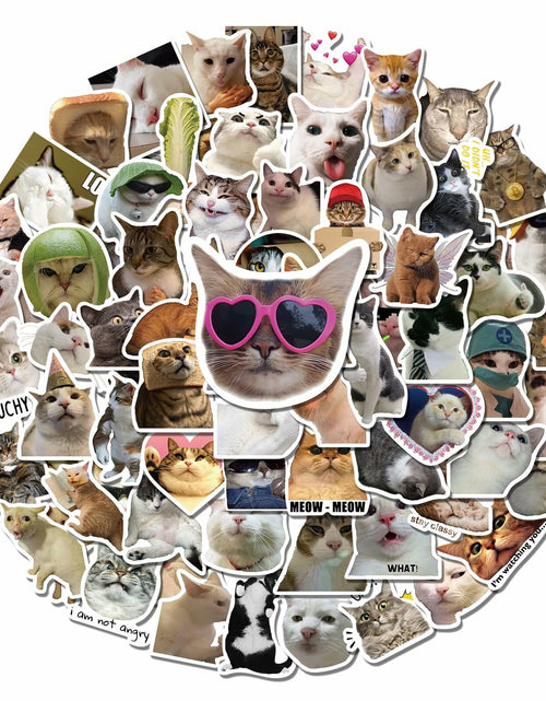 Load image into Gallery viewer, GizmoBox 100pcs Cute Cat Meme Stickers Waterproof Vinyl Decals for Laptop Kids
