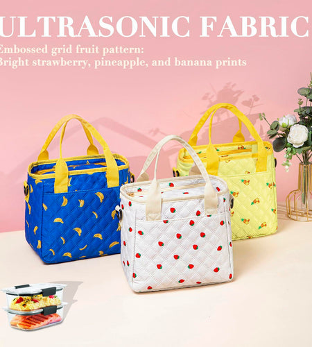 TuErCao Pineapple Insulated Lunch Box Small Portable Lightweight Nylon