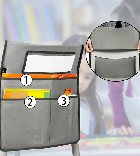 ANZORG Chairback Buddy Pocket Chart Classroom Organizer Grey 12 Pack