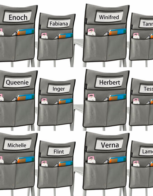 Load image into Gallery viewer, ANZORG Chairback Buddy Pocket Chart Classroom Organizer Grey 12 Pack

