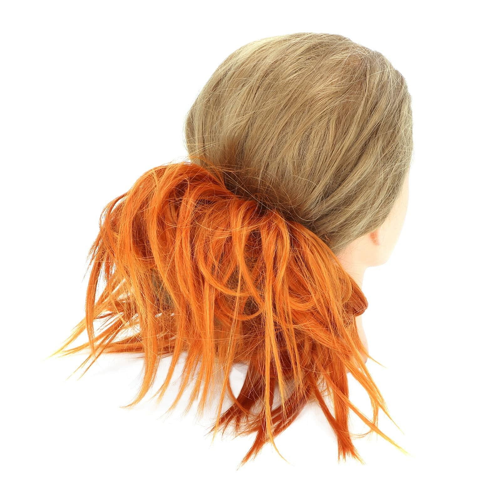 Sonew Messy Bun Hair Piece Ponytail Tousled Updo Soft High Elastic Orange