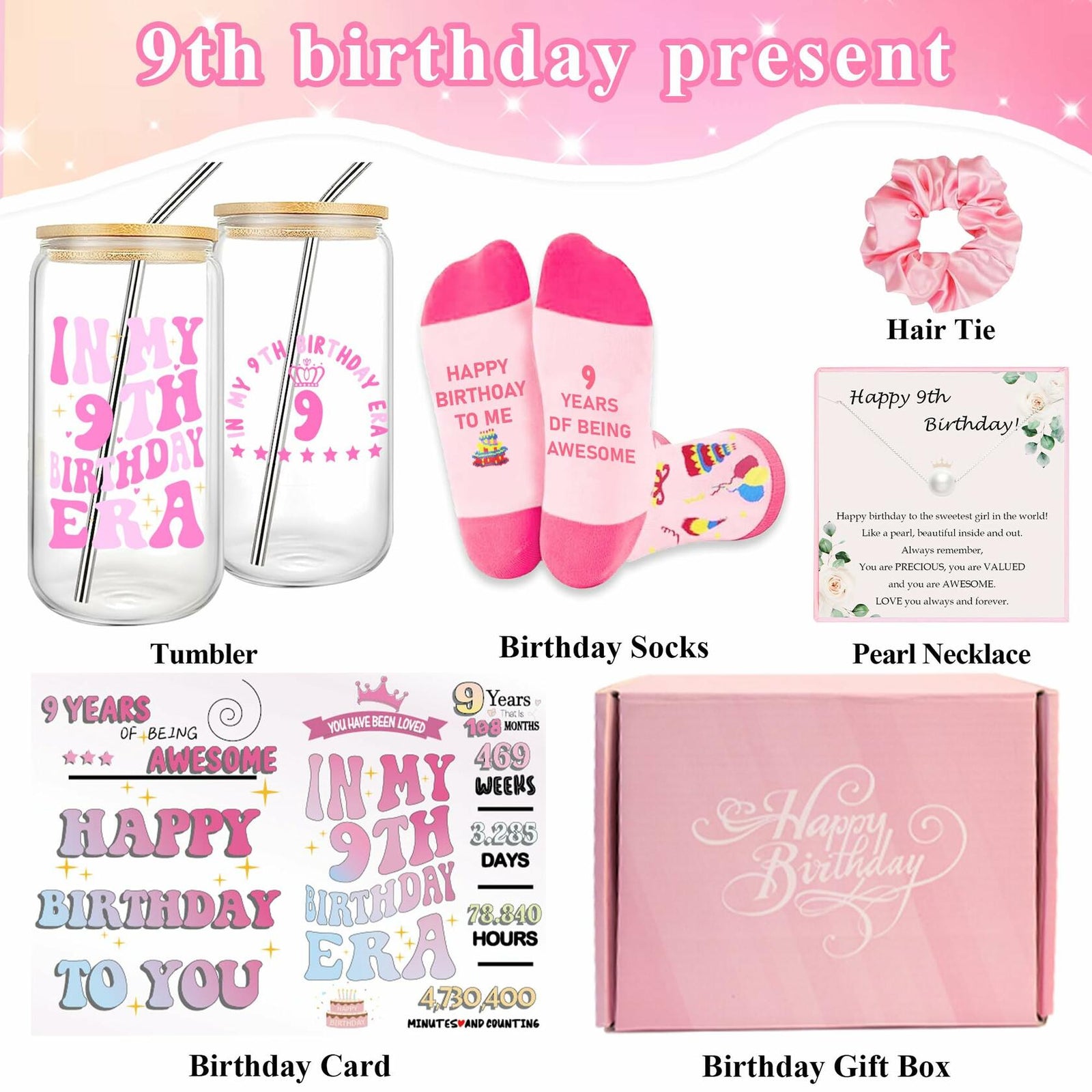 FUVLIFE 7 Year Old Girl Birthday Gifts Glass Decorations Theme 7 Size M 7
