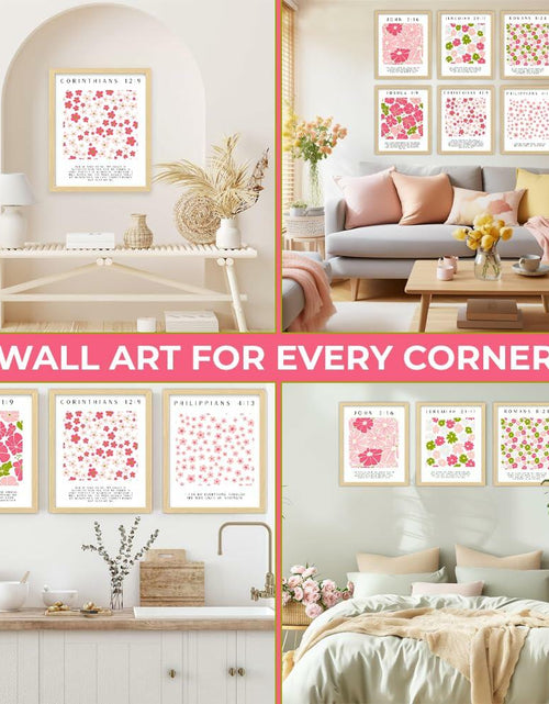 Load image into Gallery viewer, bqw Floral Bible Verse Wall Art Set of 6 Unframed 11x8.5 Scripture Prints
